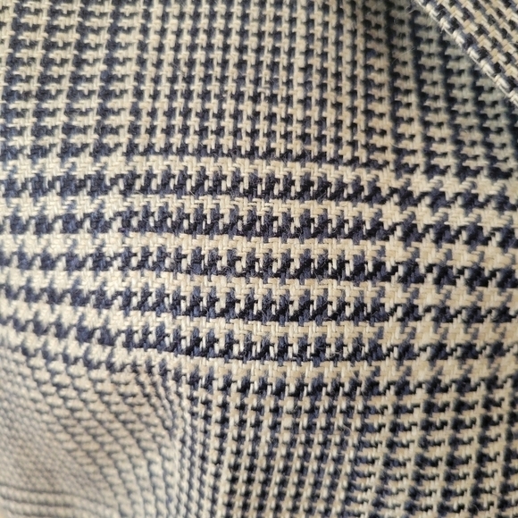 Lauren by Ralph Lauren Black & Cream Linen Plaid Blazer Jacket Size 4 - Picture 4 of 4
